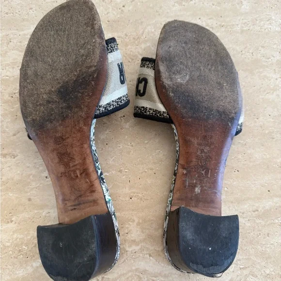 Dior Women's Floral Mules - Black and Multicolor - Picture 5 of 7